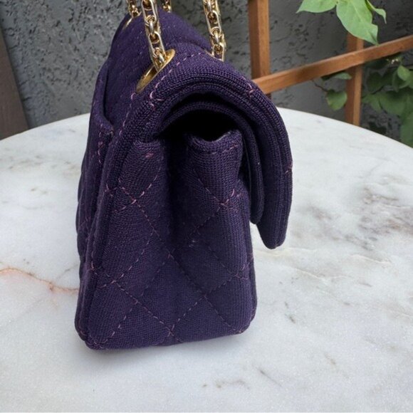 Chanel Reissue 2.55 Flap Bag Quilted Jersey 224 Double Flap Crossbody - Picture 9 of 14